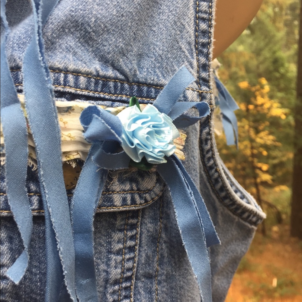 Kreativekristen upcycled Boho style denim waistcoat vintage denim vest - Picture 9 of 16